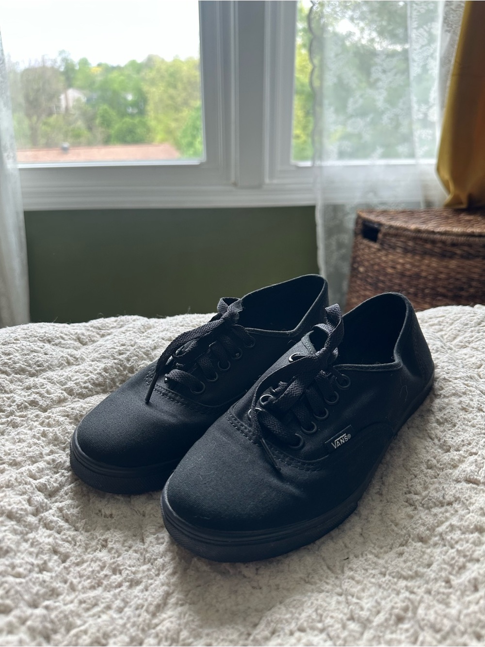 Vans Black Canvas Low-Top Lace-Up Sneakers